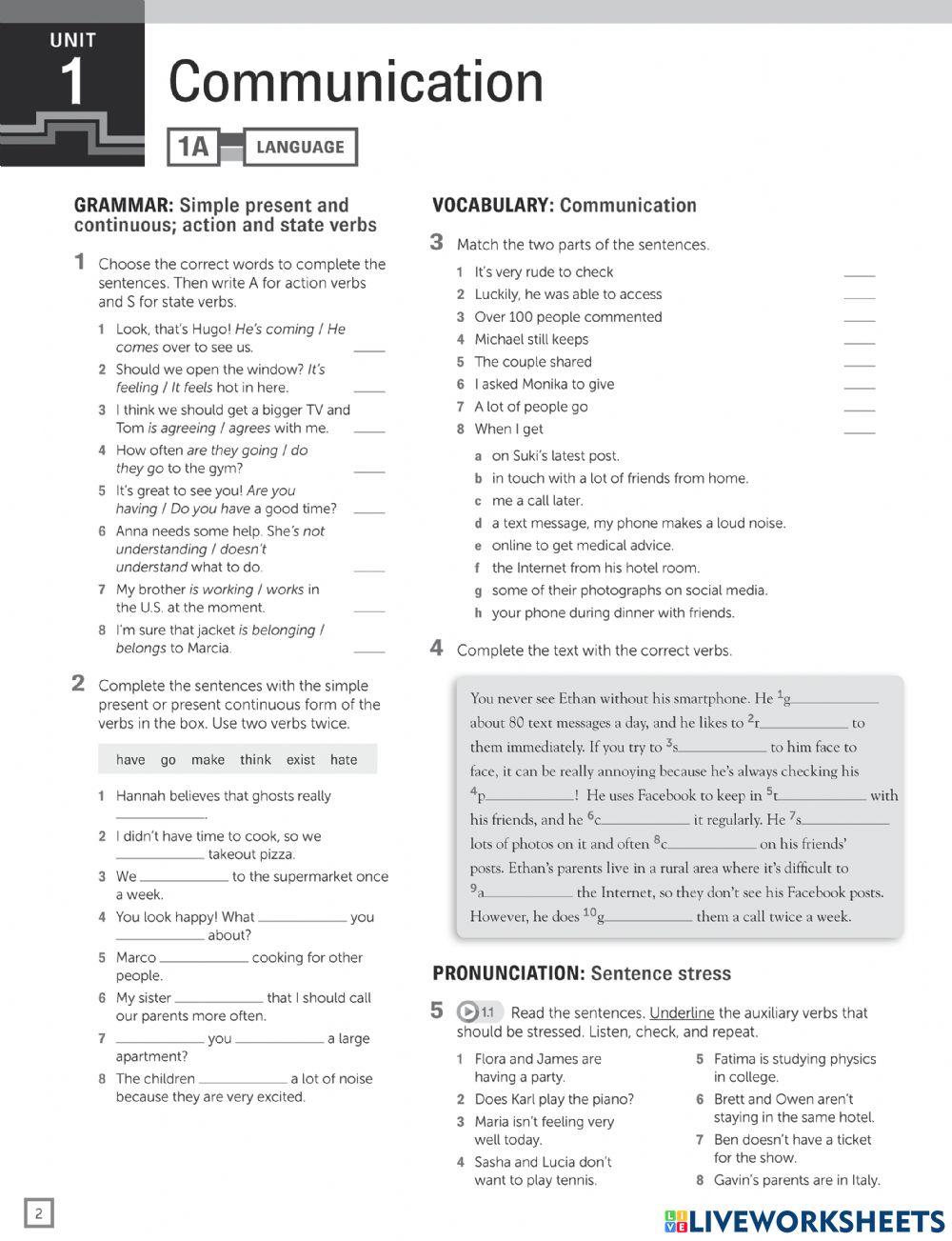 Hw - action and state verbs