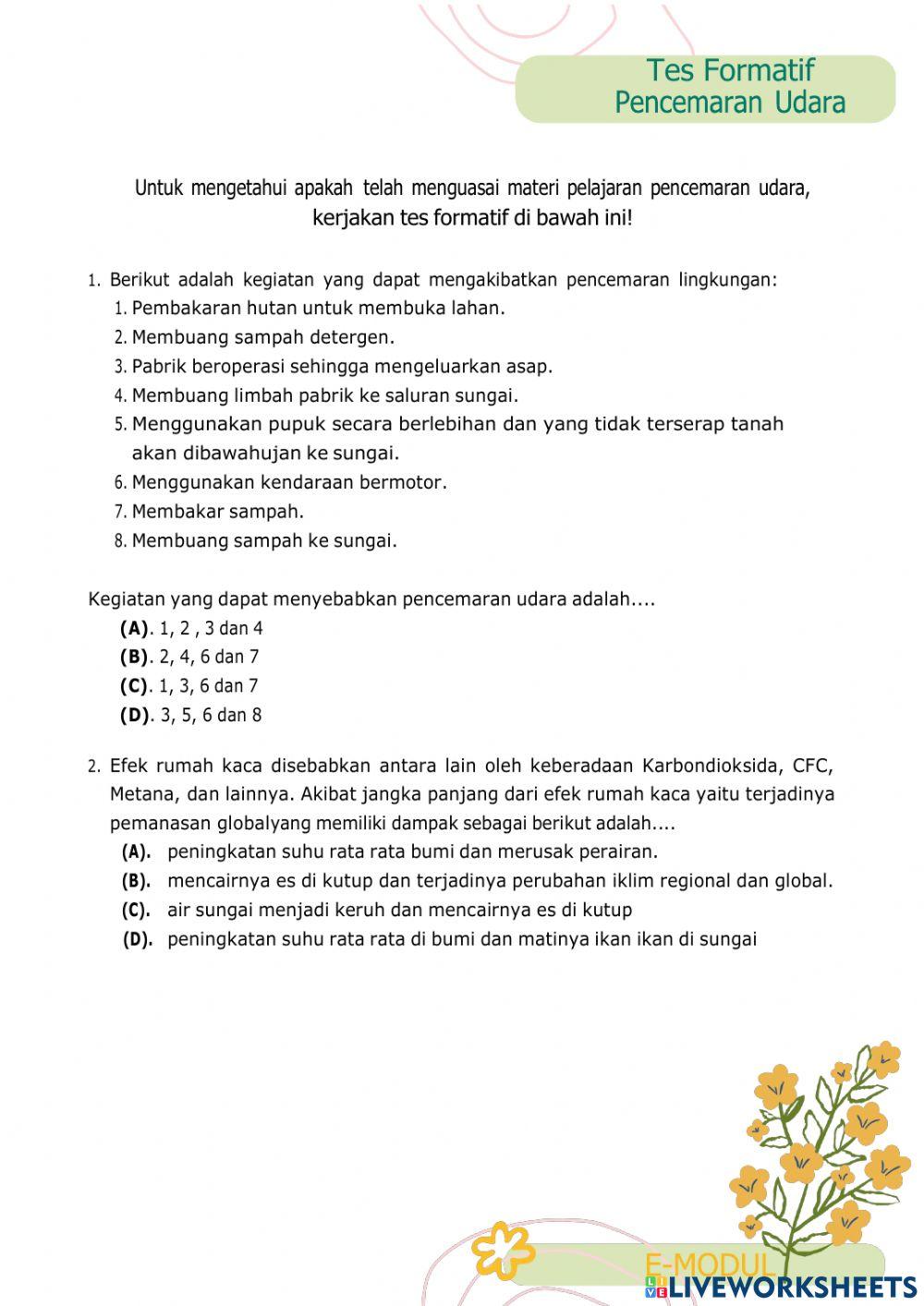 Tes Formatif Pencemaran Udara
