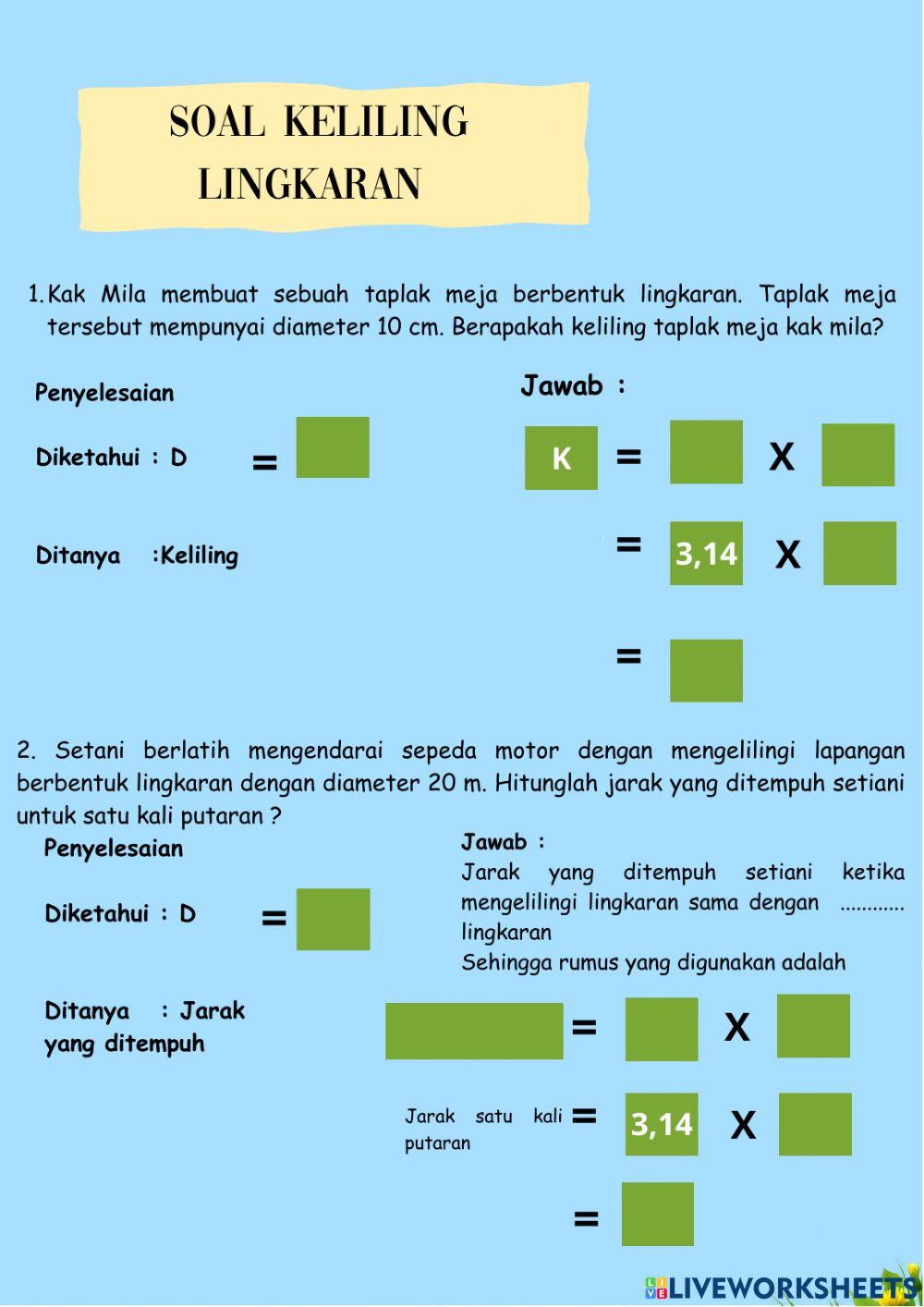 LKPD Matematika Mencari Rumus Keliling dan Luas Daerah Lingkaran