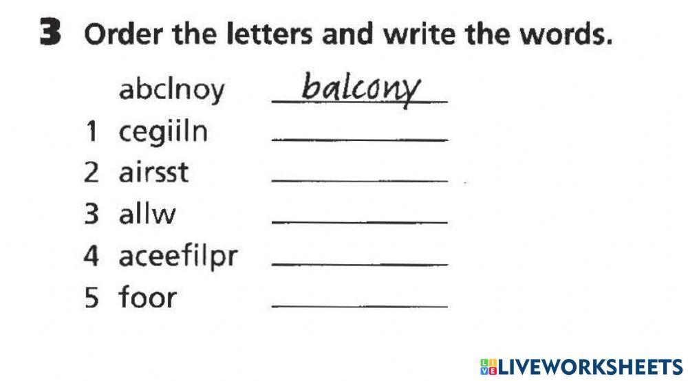 Unjumble the words: Parts of house by teacher Kasim