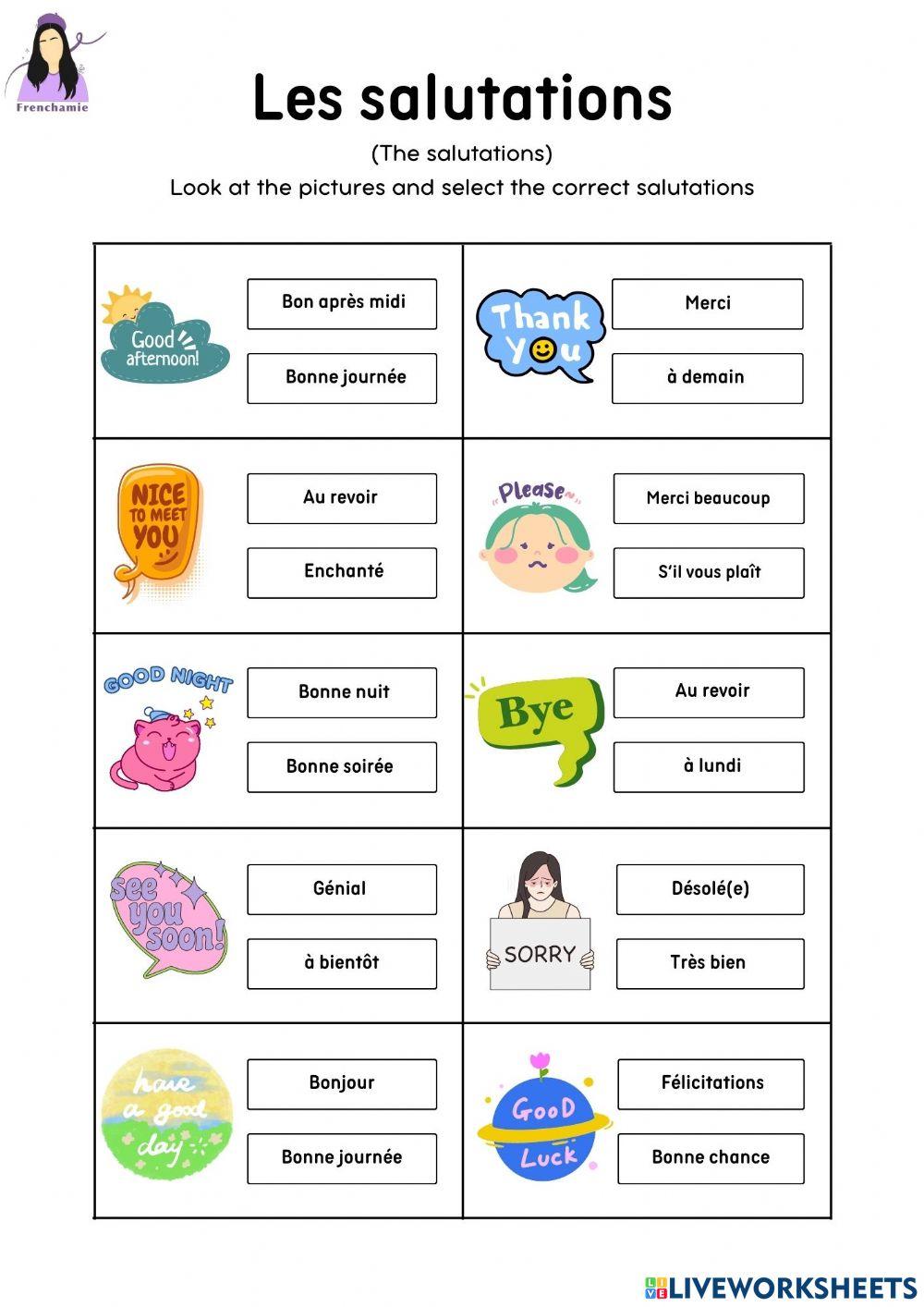 7079871 Les salutations Anushi Jain LiveWorksheets