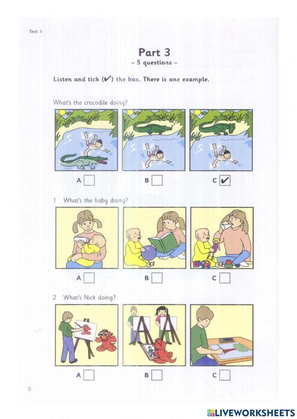 Starters 2 test 1 listening