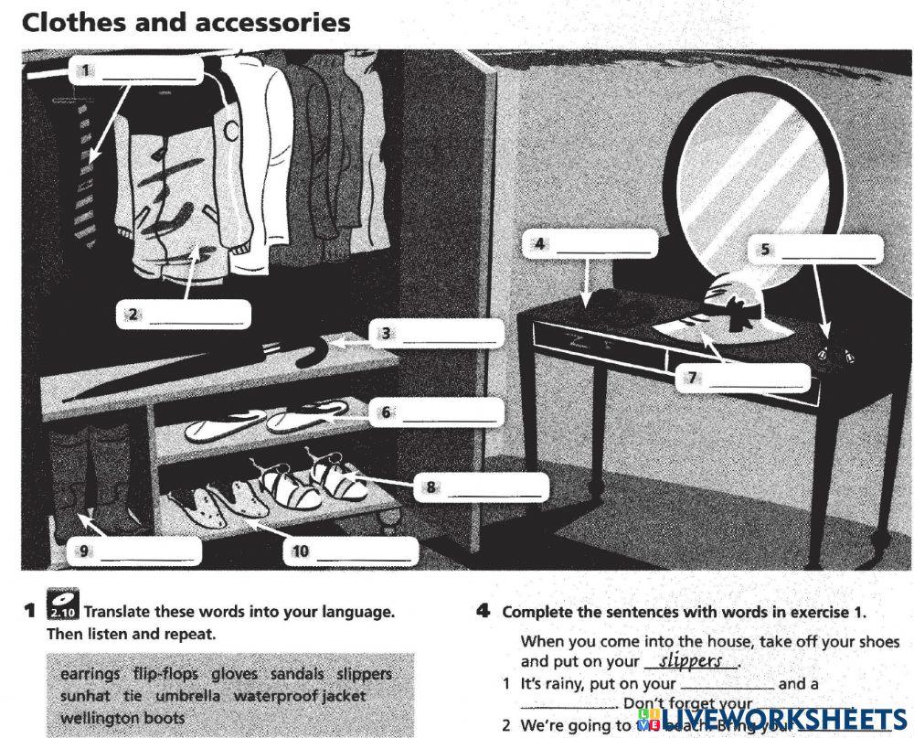 Clothes and Accessories labelling picture by Teacher Kasim