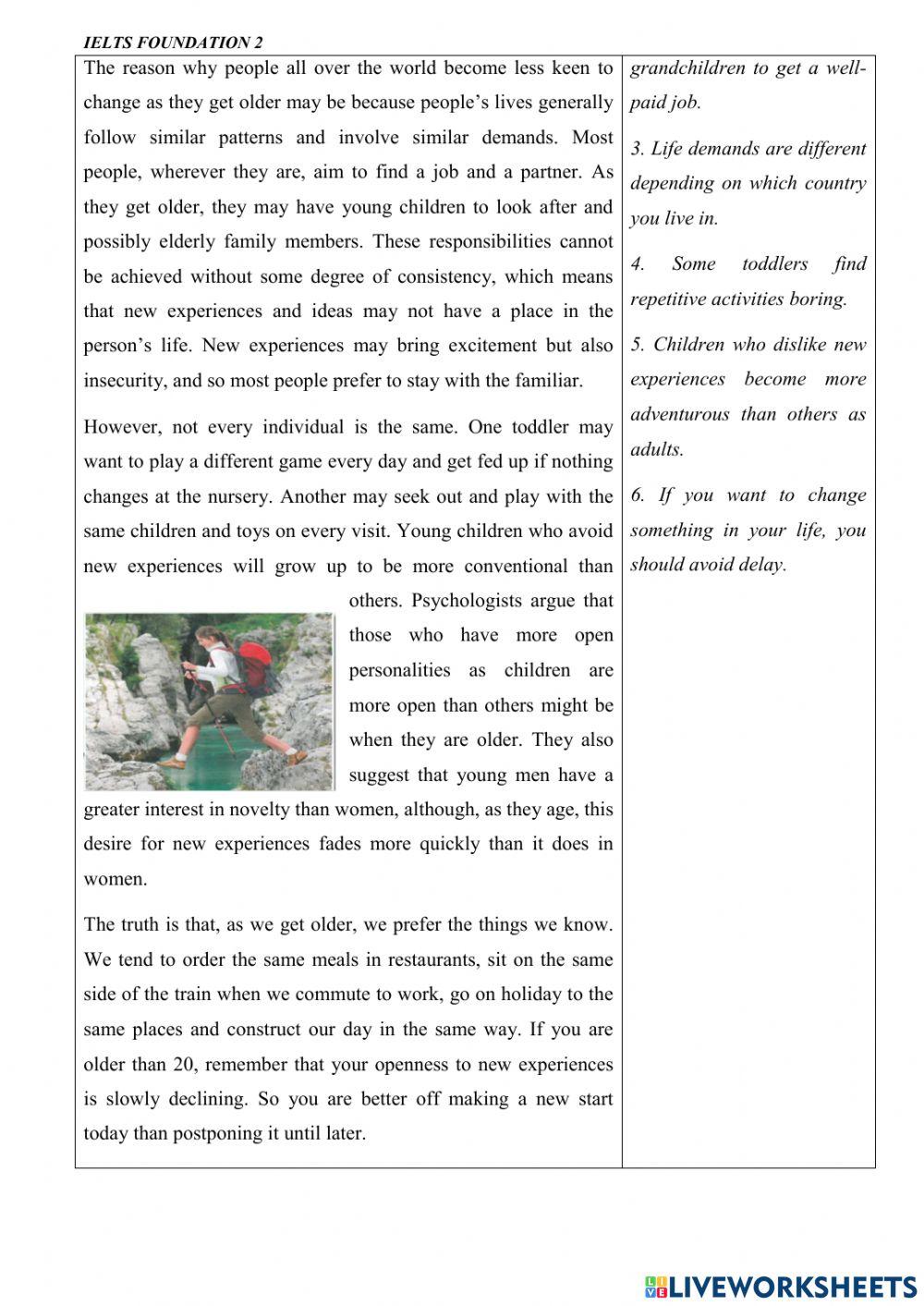 Mindset for Ielts - level 1 - unit 6 - reading