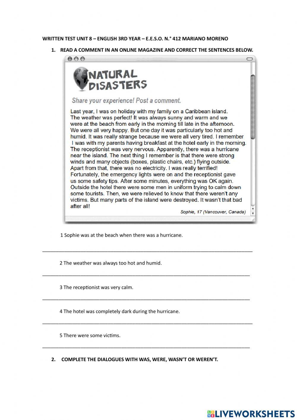 Written Test 3rd Year