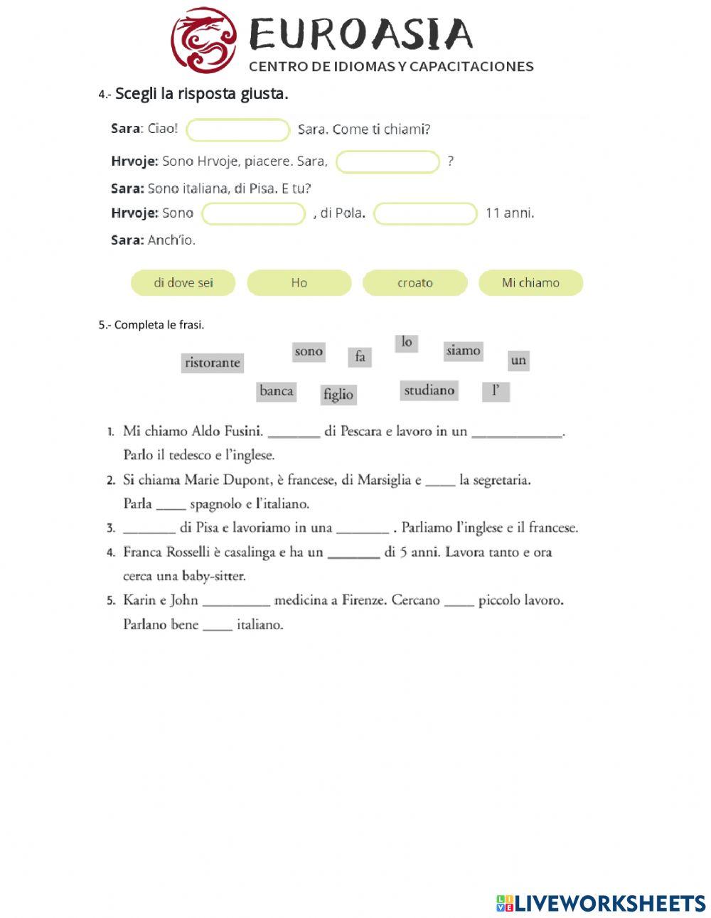 Unidad 2 libro 1 io imparo italiano