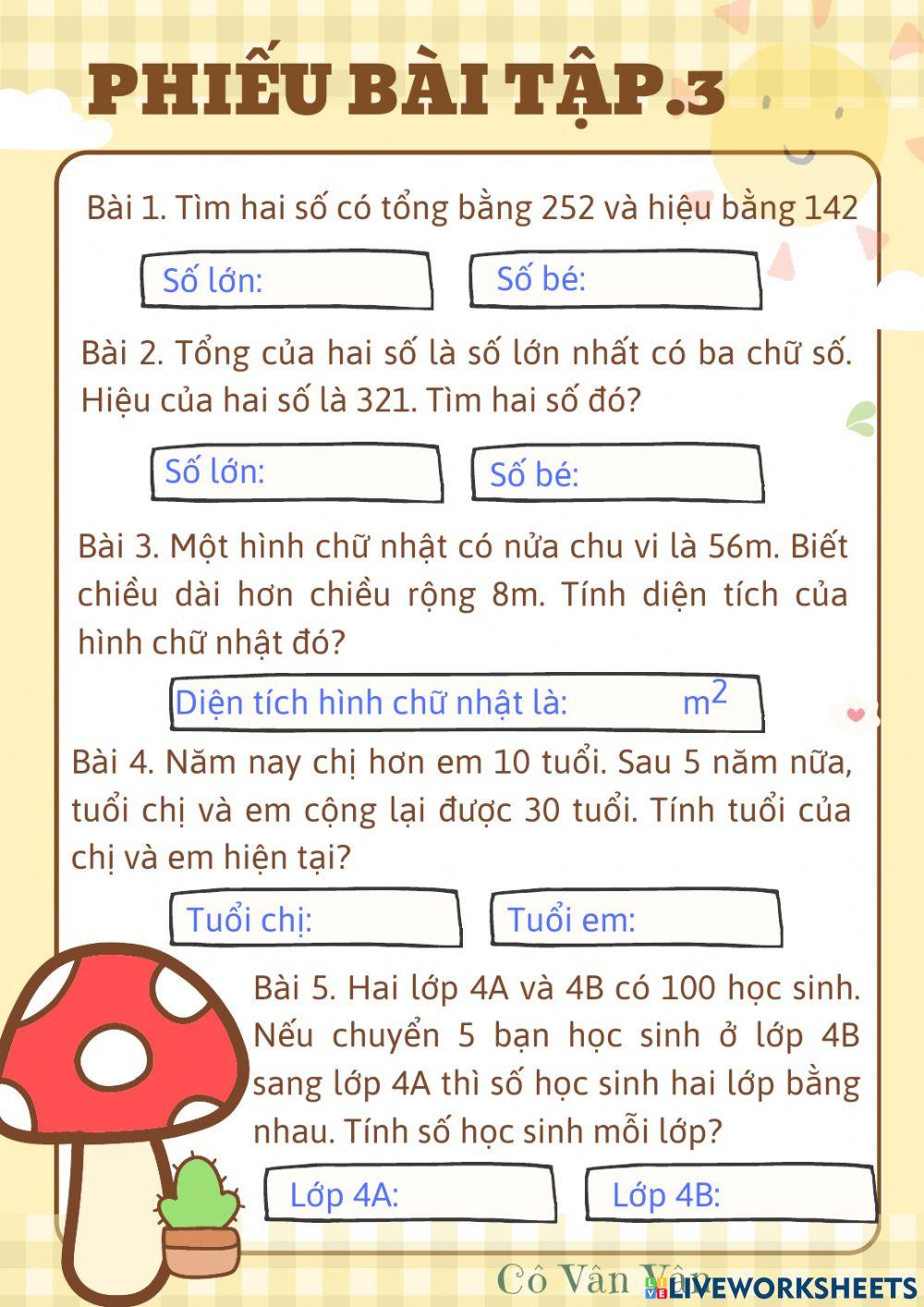 Bài toán tổng hiệu