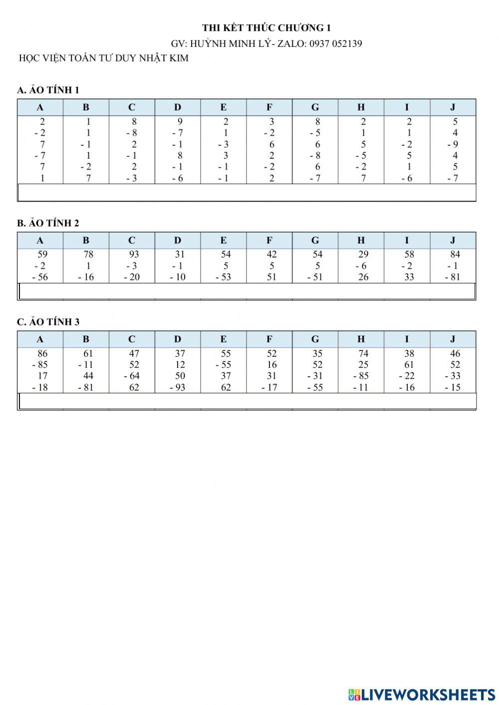 Soroban- Thi kết thúc chương 1