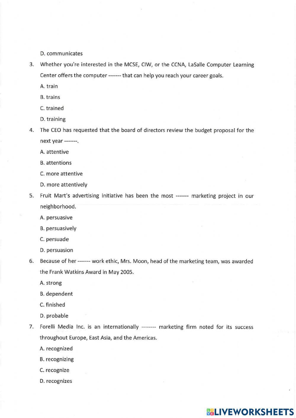 Unit 20: marketing - investment