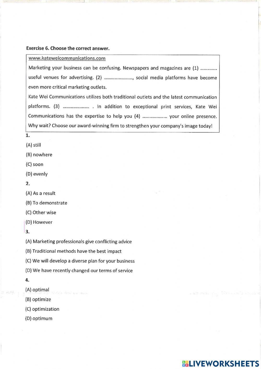 Unit 20: marketing - investment