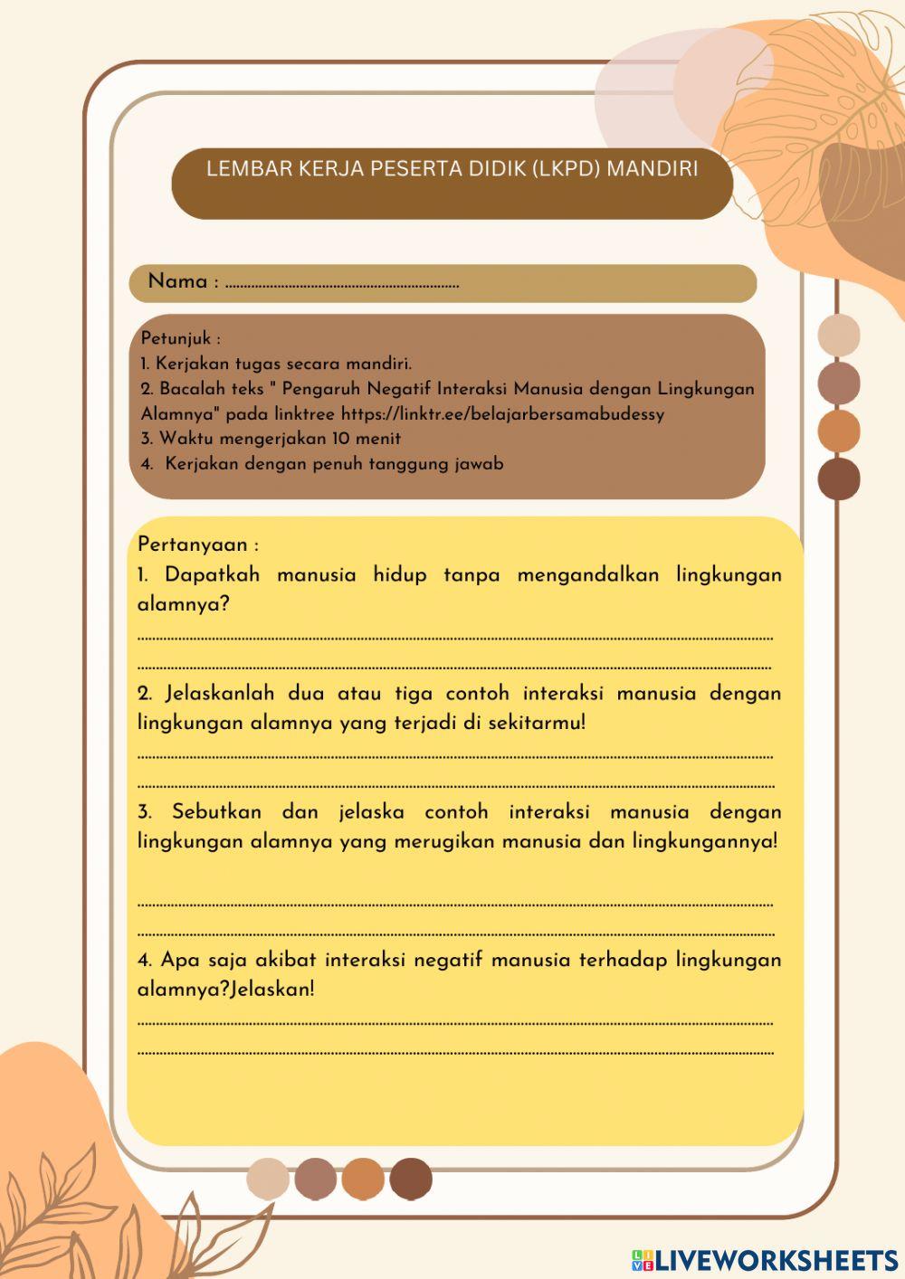 Pengaruh negatif interaksi manusia dengan lingkungan