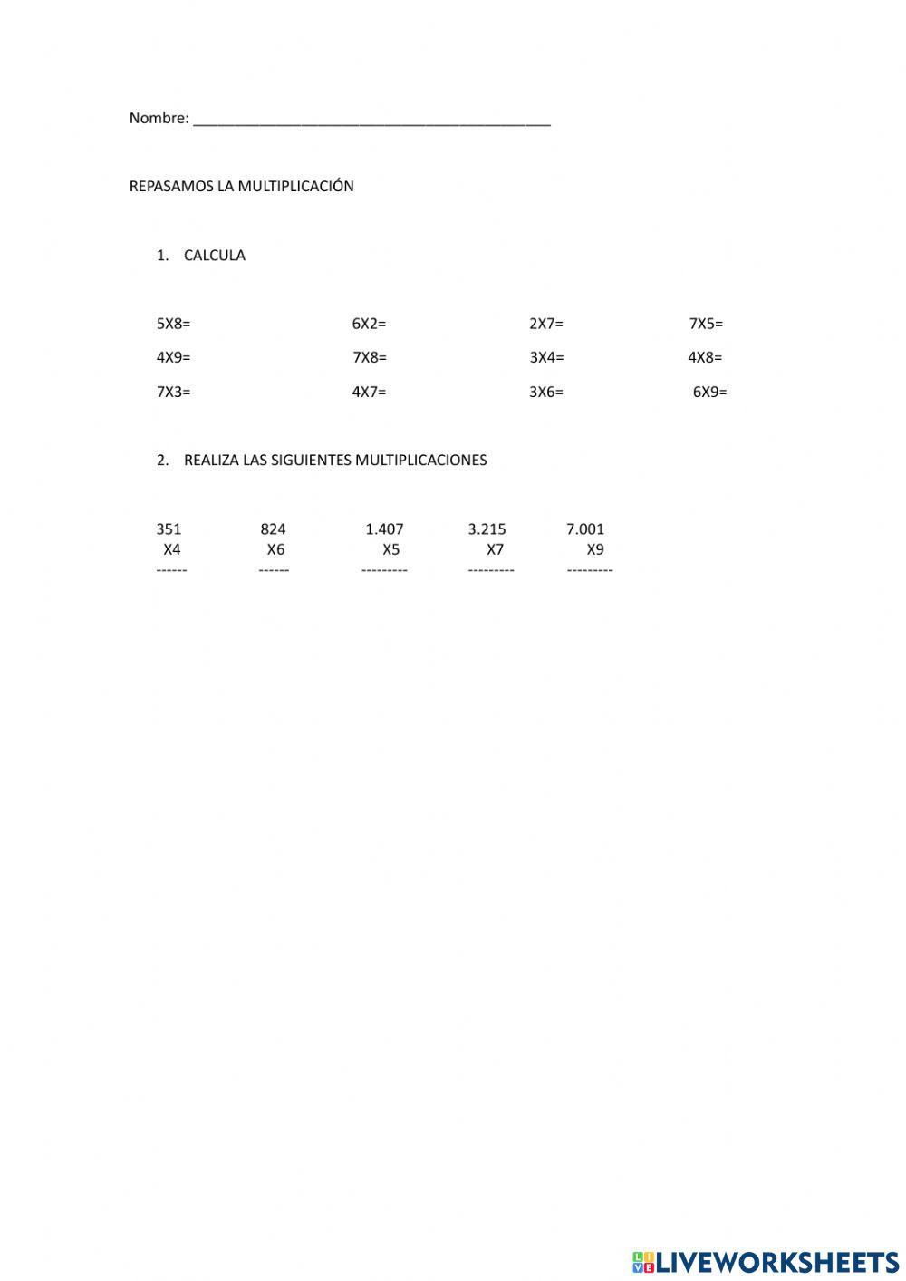 Practicamos multiplicaciones