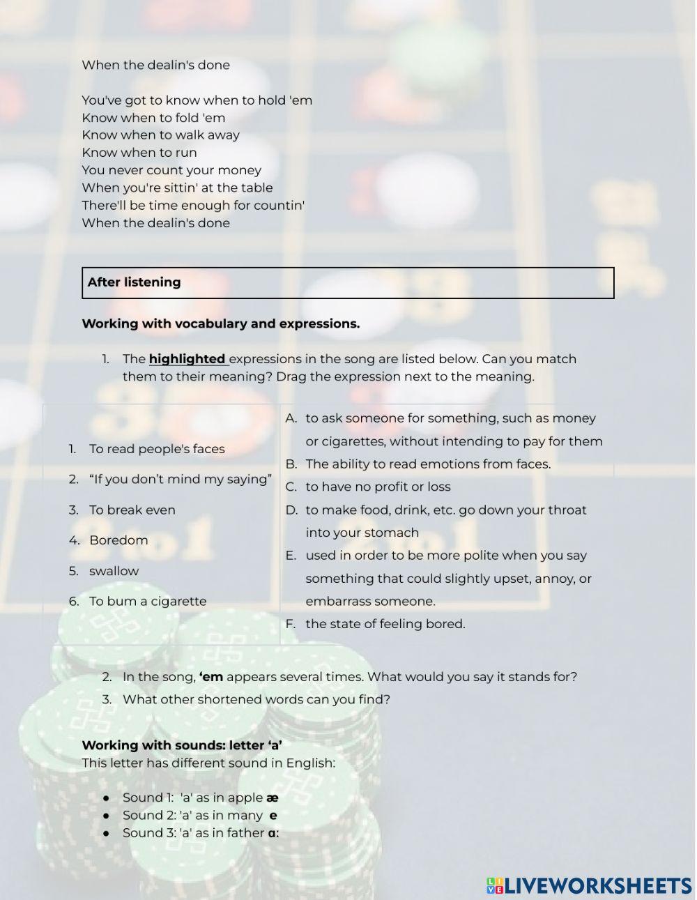 The gambler by Kenny Rogers