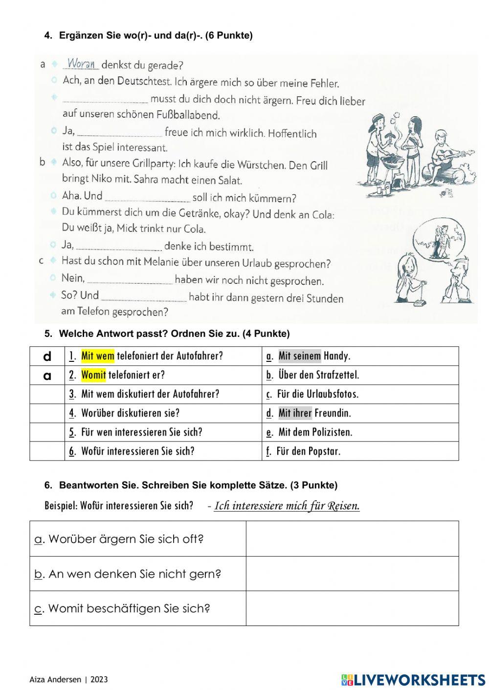 A2 Test zu Lektion 5