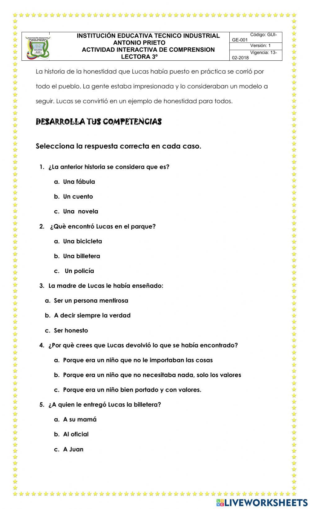 Lecturas de comprension