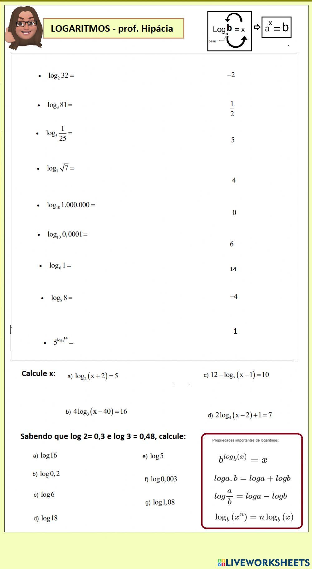 Logaritmos e propriedades