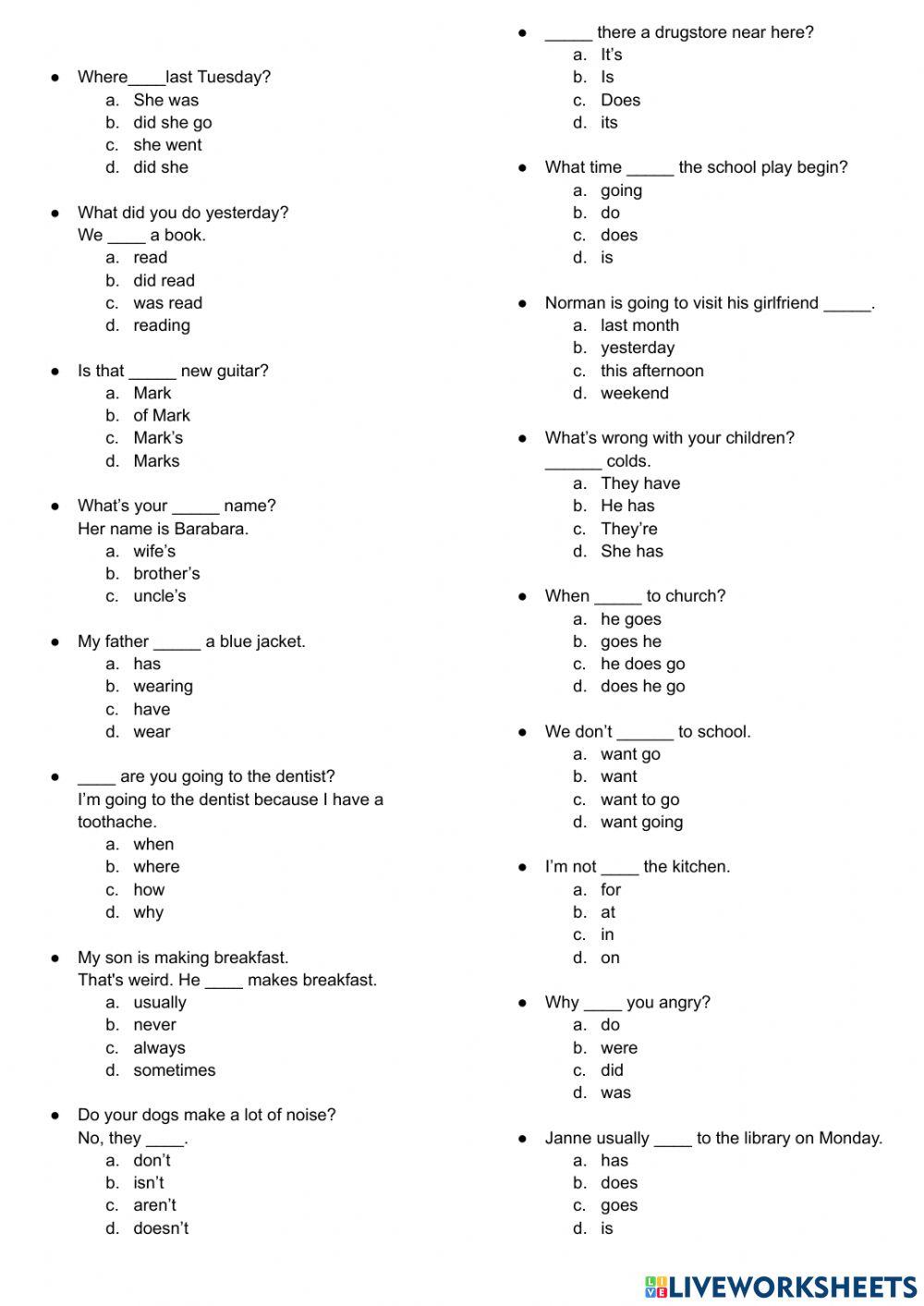 Placement test - level 1