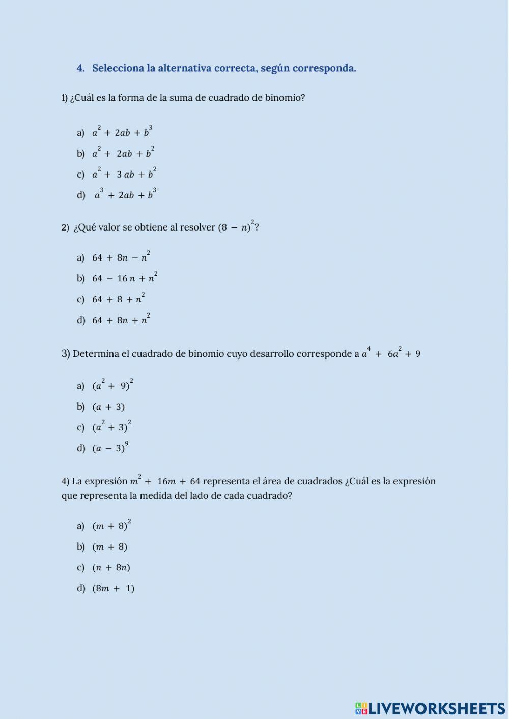 CONTROL CUADRADO DE BINOMIO