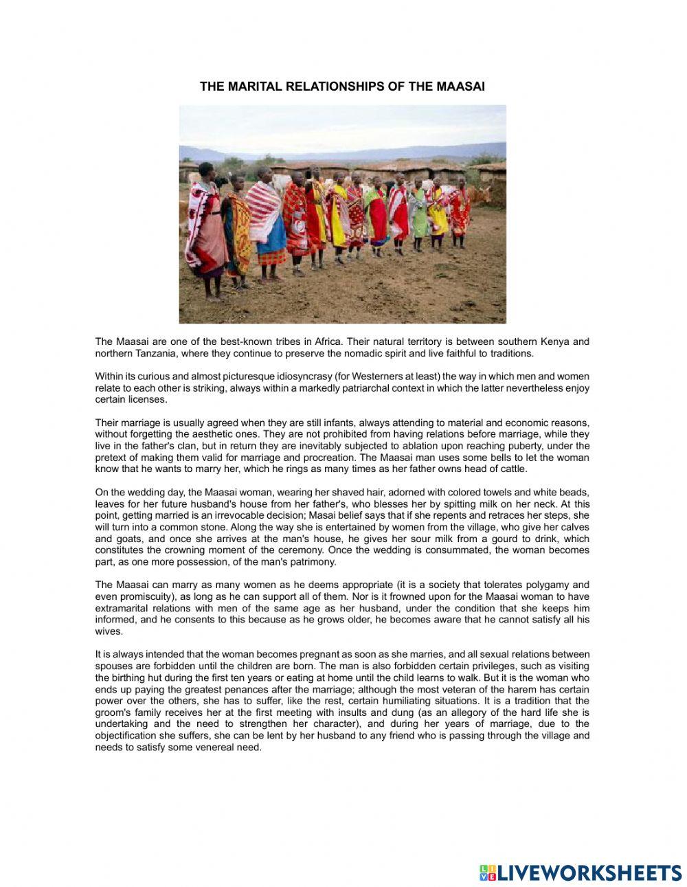 The marital relationships of the Maasai