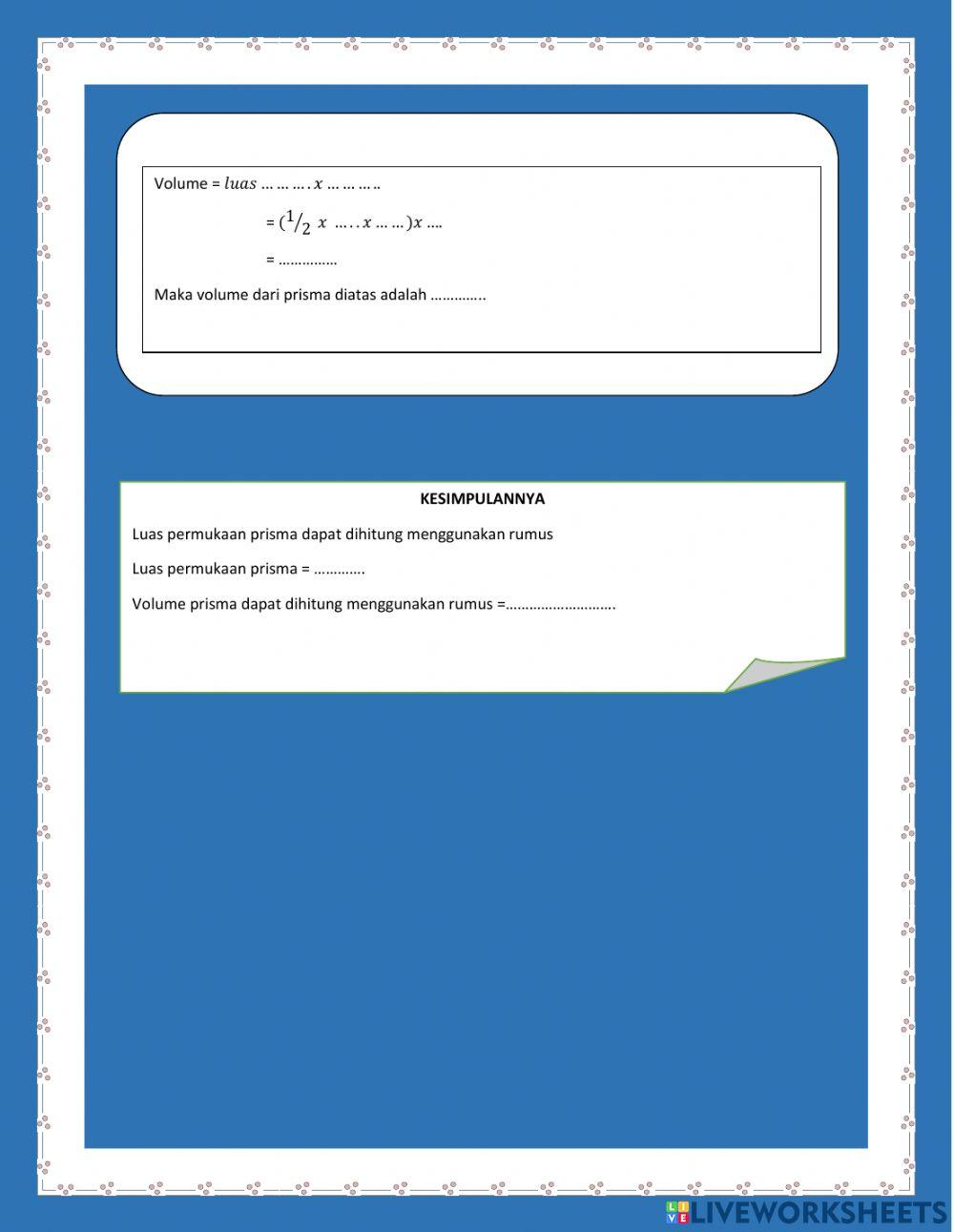 Luas permukaan dan volume prisma 
