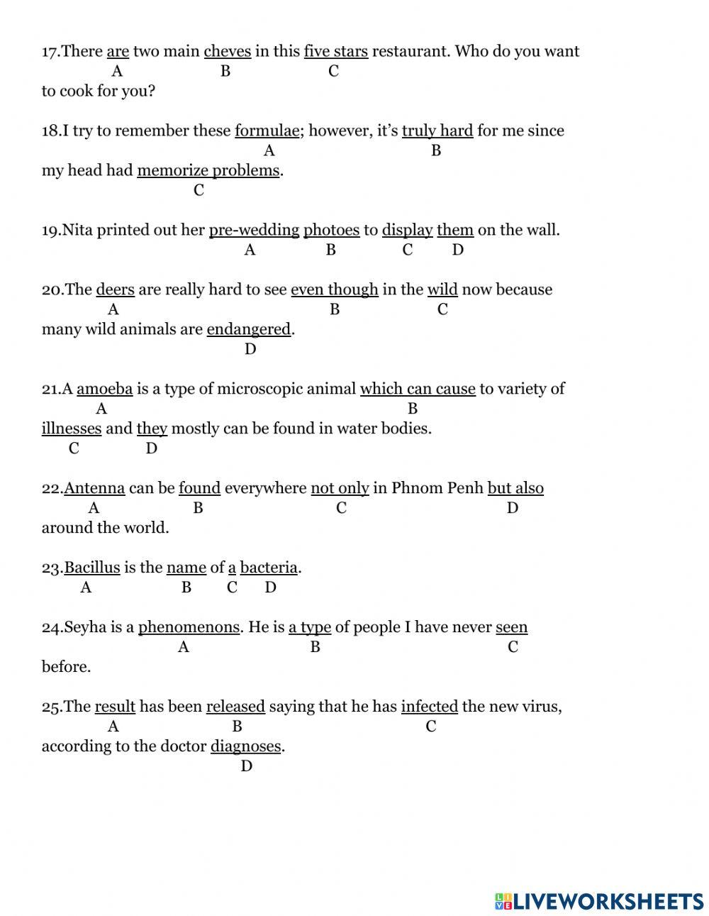 Grammar revision test 10