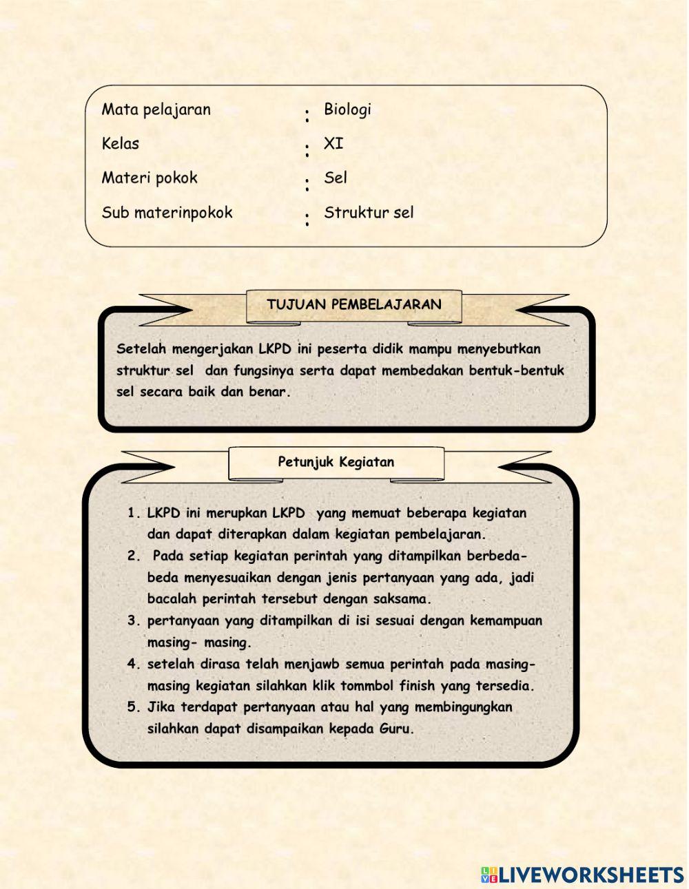 Lkpd struktur dan fungsi sel