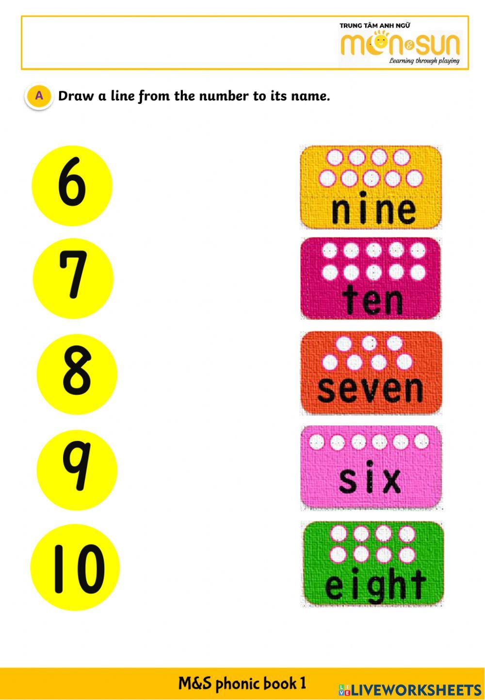 number 6 10 online exercise for Live Worksheets