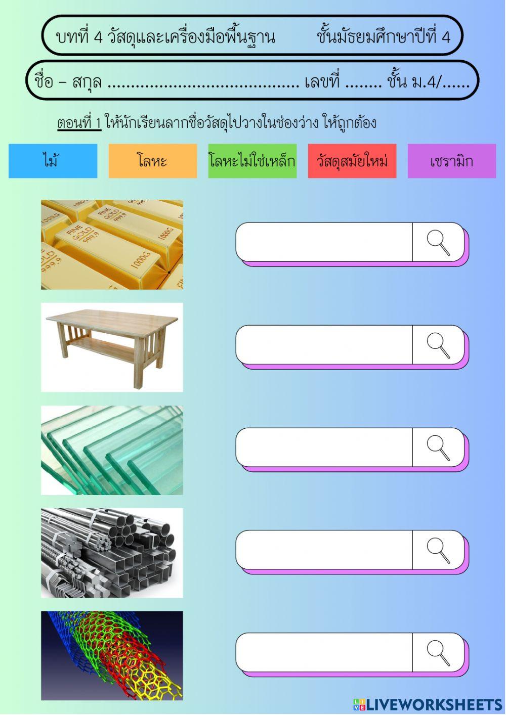 บทที่ 4 วัสดุและเครื่องมือพื้นฐาน