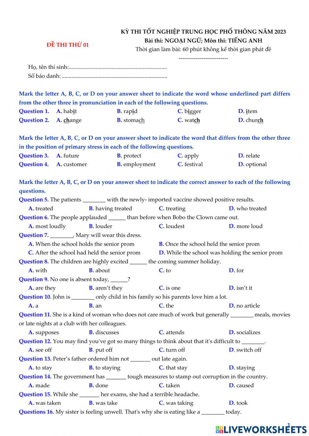 De thi thu so 1 - 2023