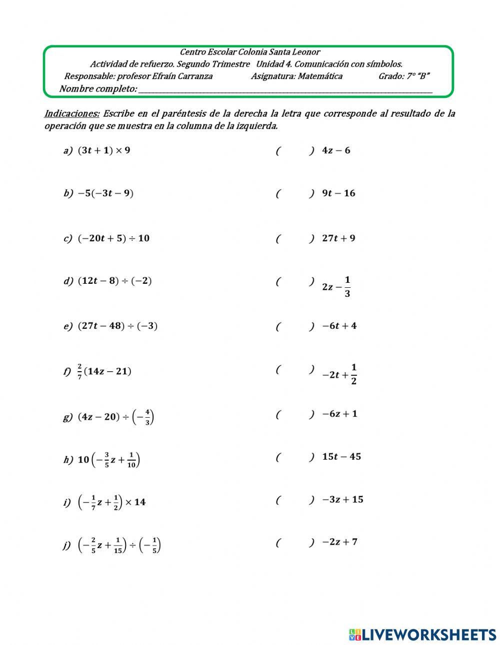 Multiplicación y división de una expresión de dos términos.