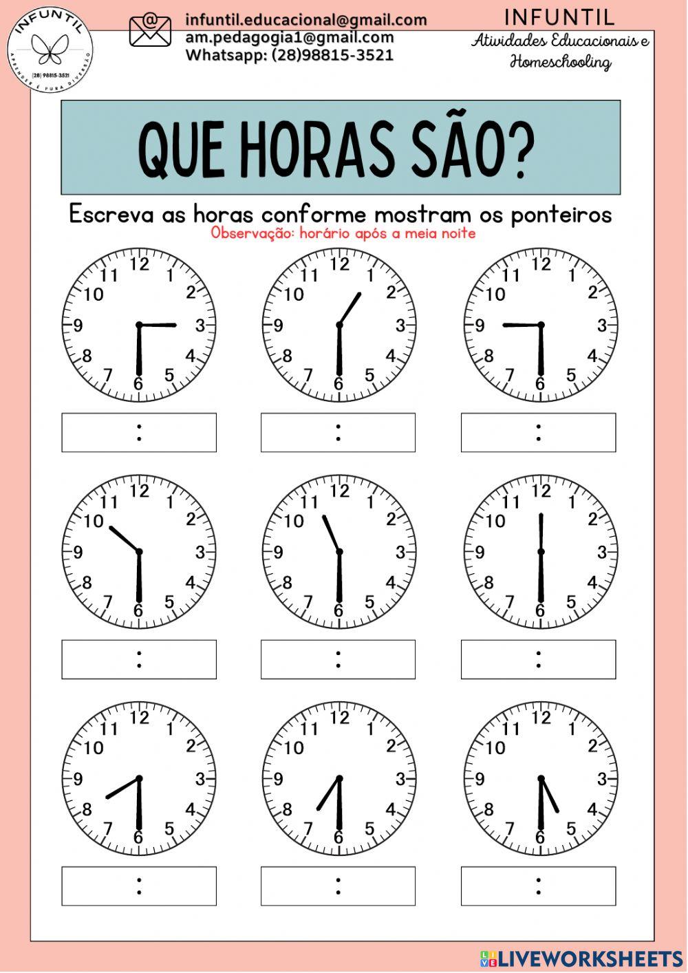 Que horas são