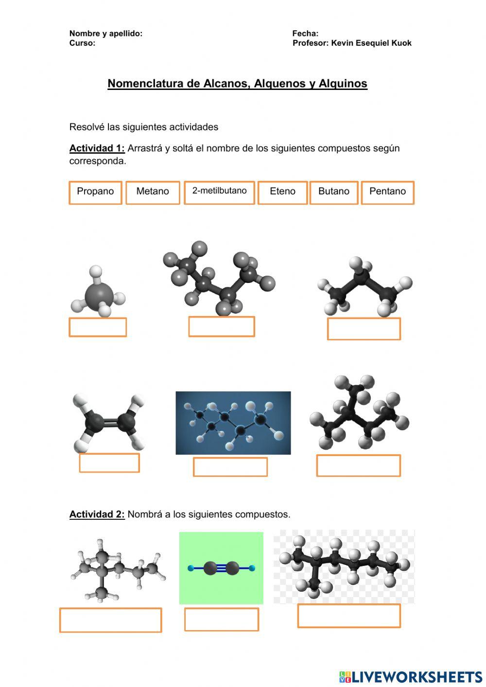 Nomenclatura de Alcanos, Alquenos y Alquinos