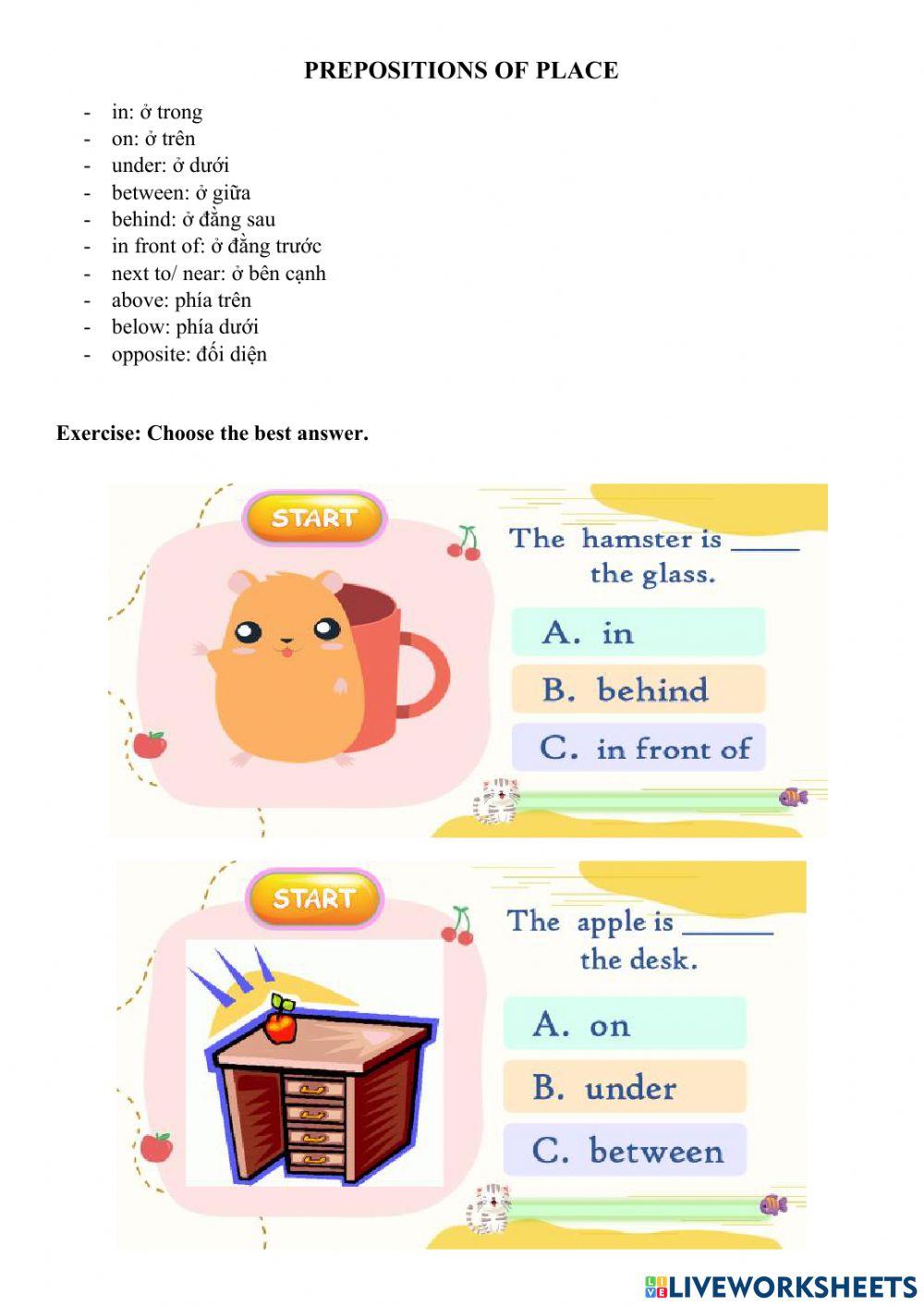 Prepositions of place