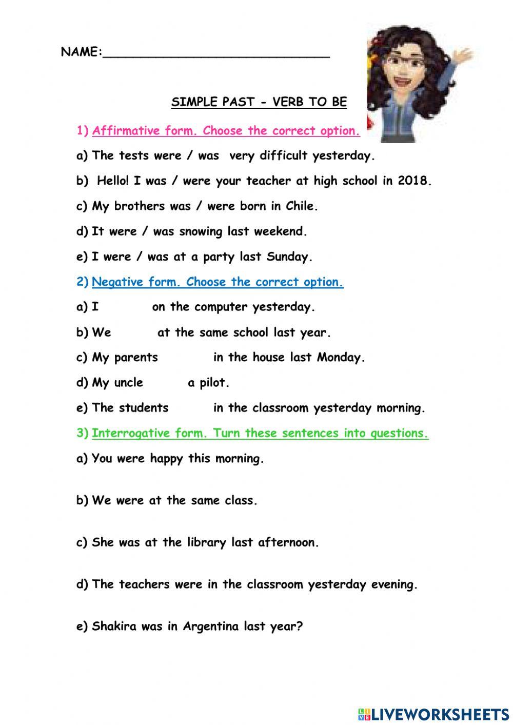 Simple past was were