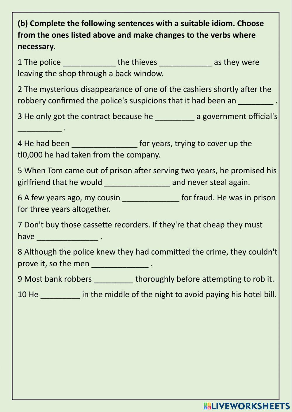 Idioms law and crime