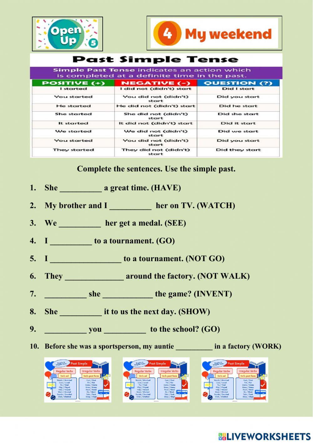 UP5U4 GRAMMAR simple past.