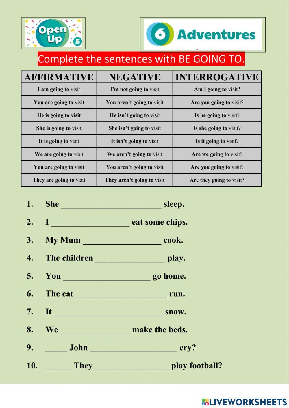 UP5U6 GRAMMAR be going to