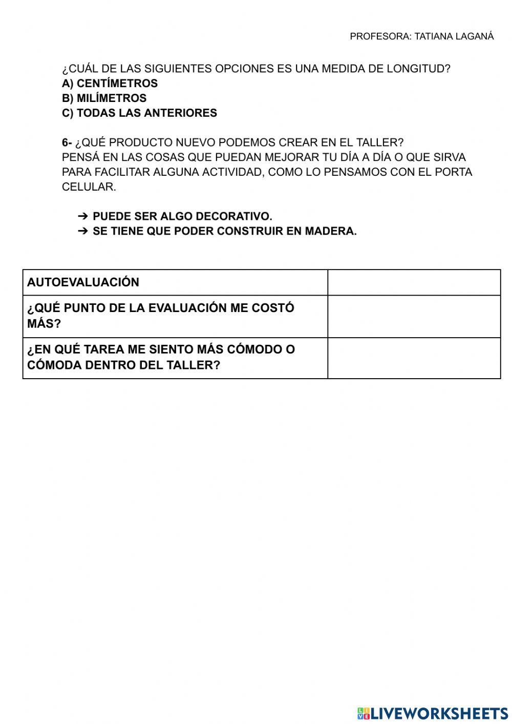 Evaluacion de carpinteria