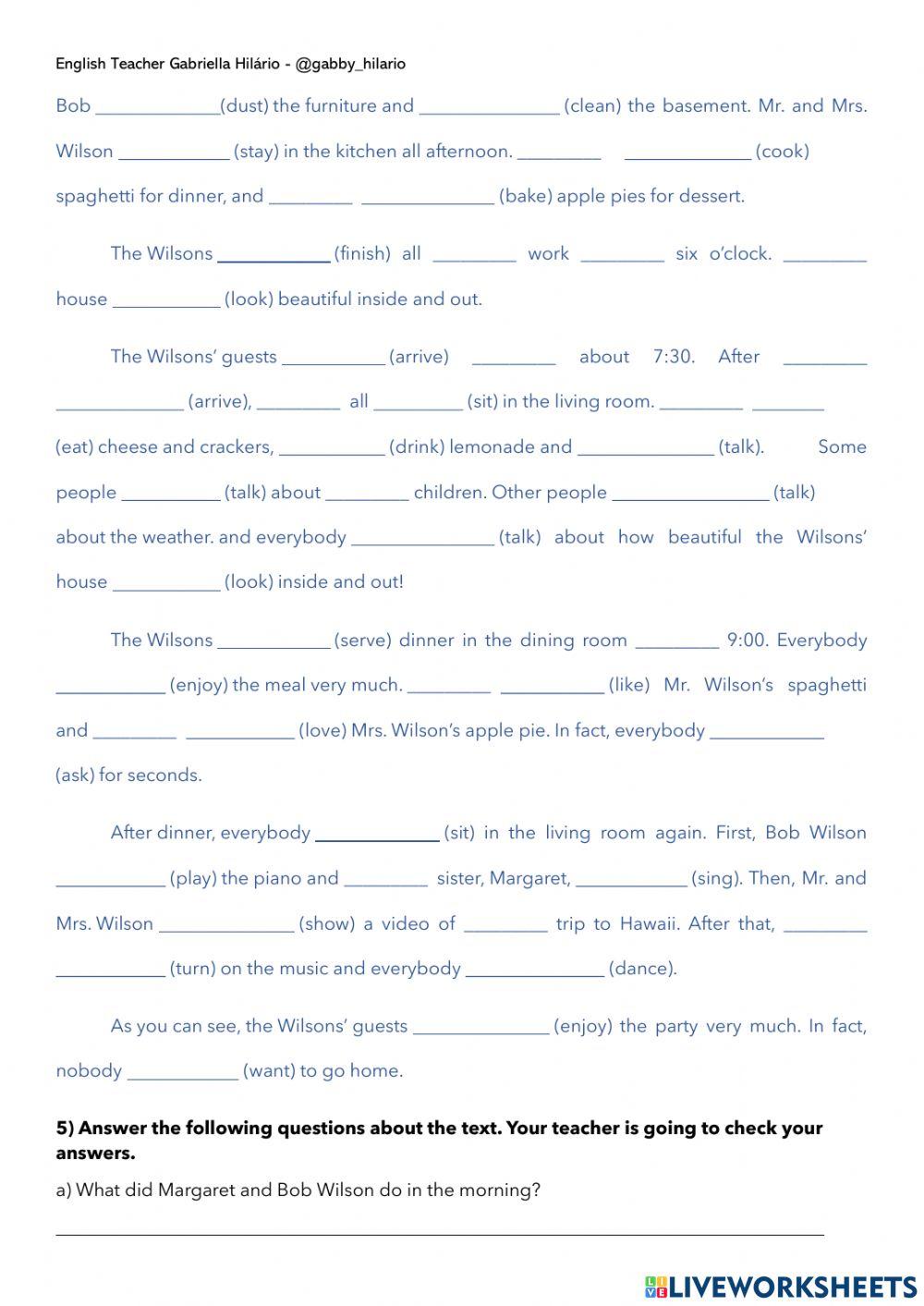 SBS 1 - C15 - Reading and Grammar - Wilsons' Party