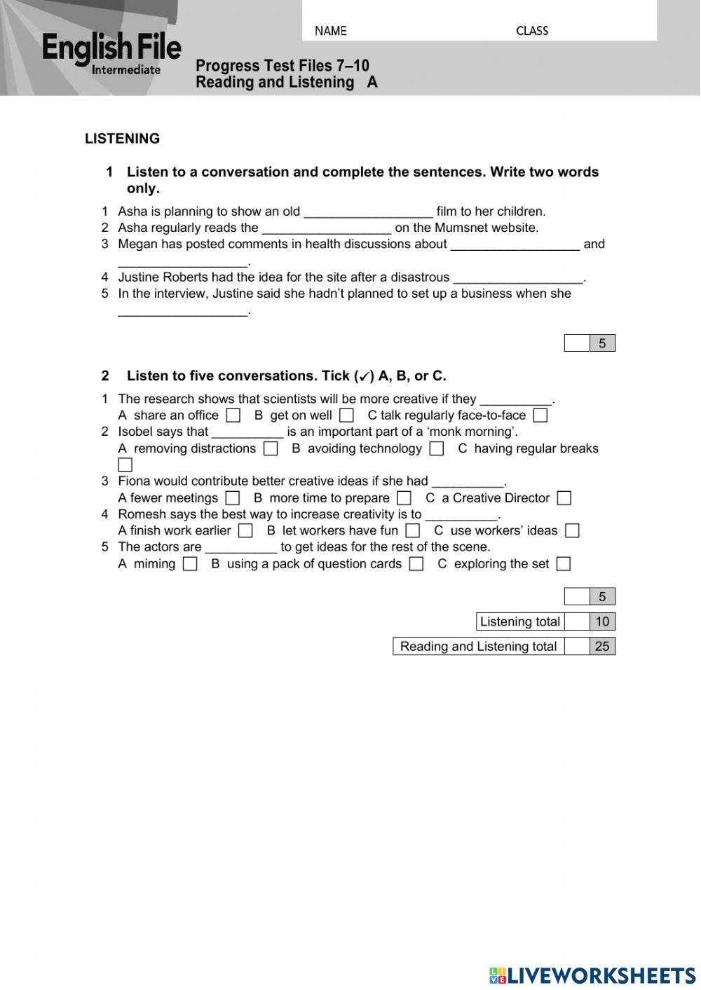 NEF INT - Progress check 7-10