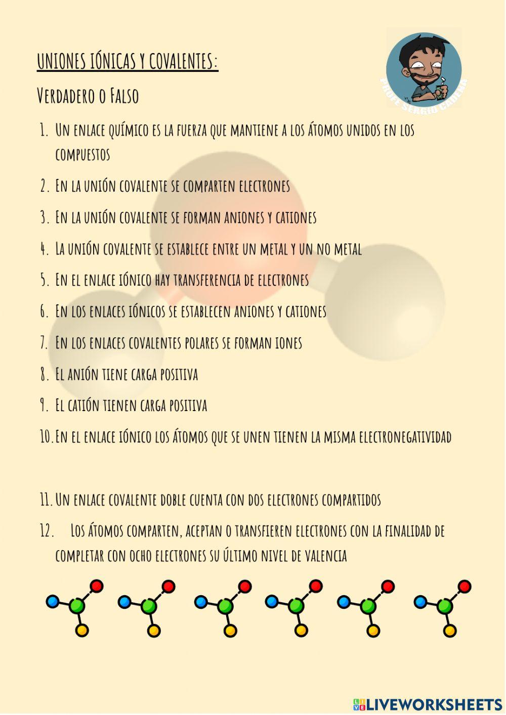 Uniones iónicas y covalentes