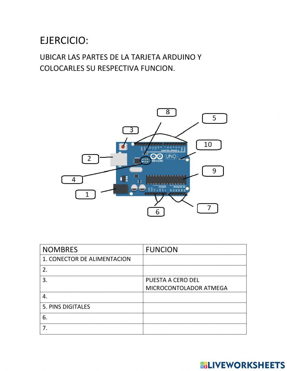 Partes arduino worksheet | Live Worksheets