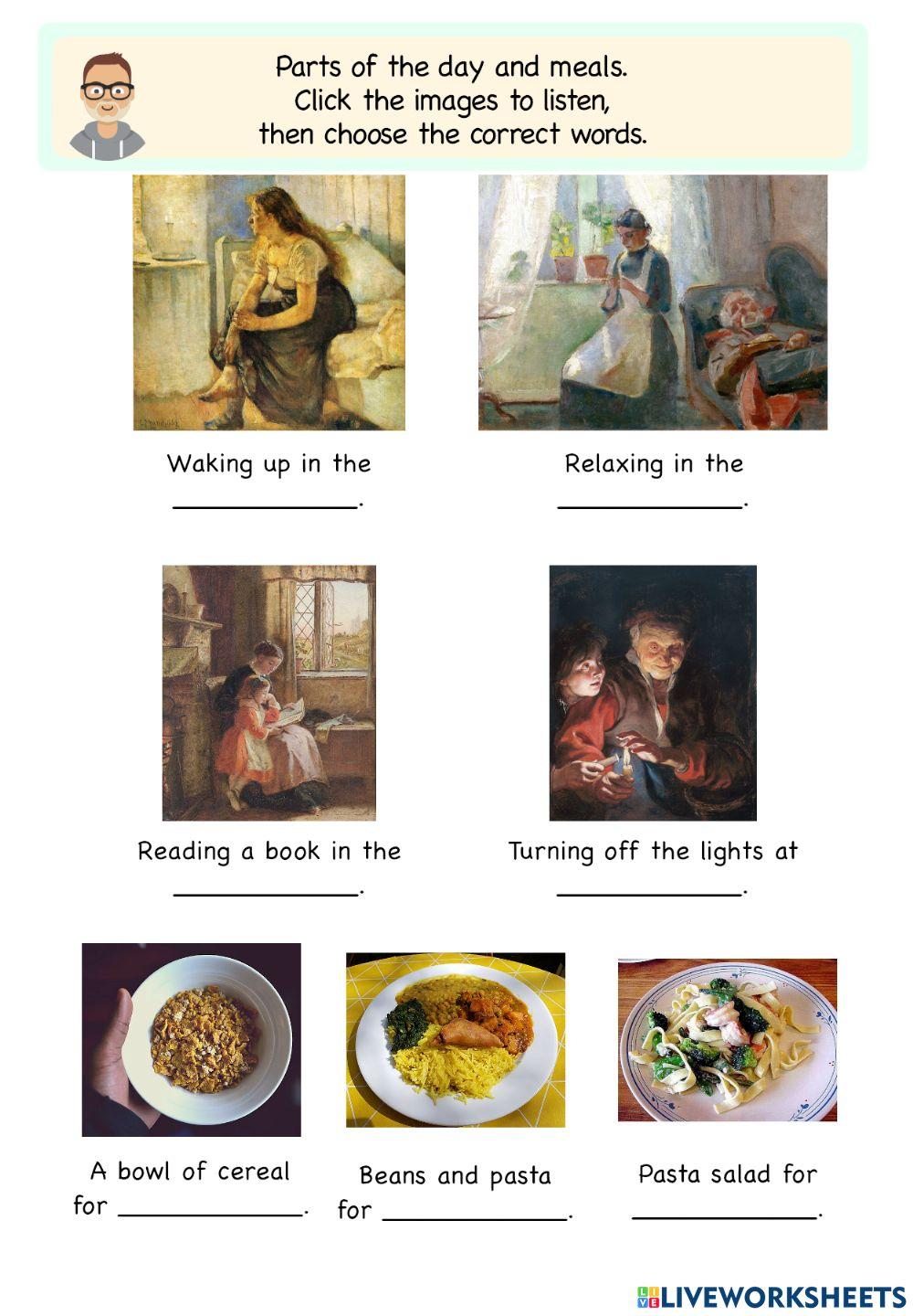 Parts of the day and meals