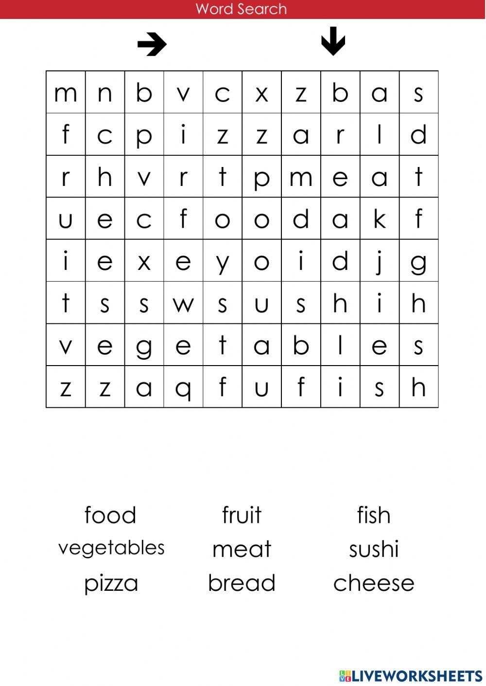 12 Wordsearch Food 2