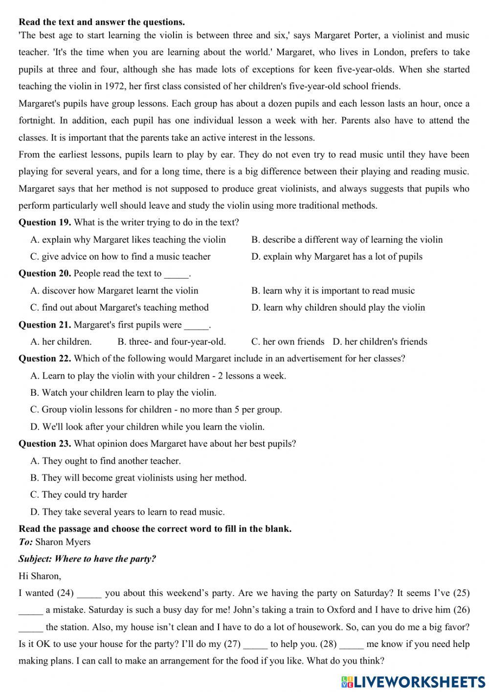 Entrance Test Grade 6