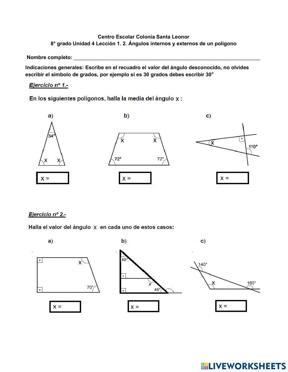 Ángulos de un polígono