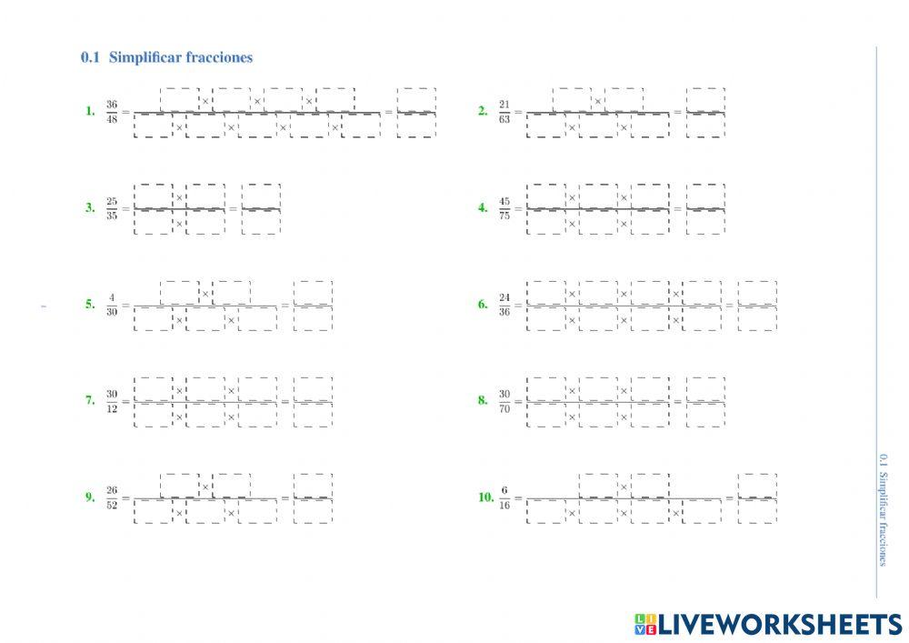 Simplificación de fracciones