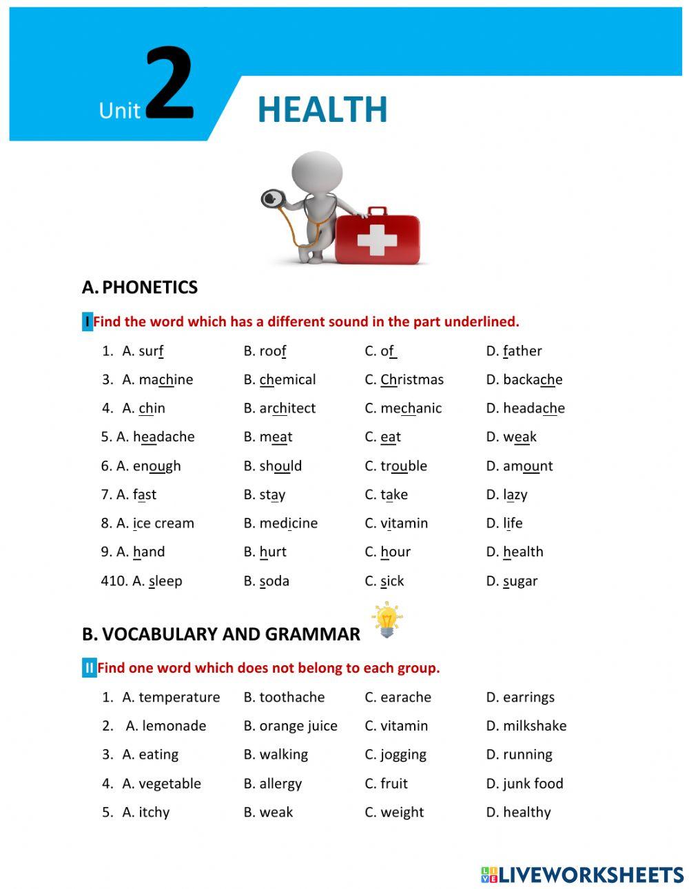 English 7-Unit 2-Healthy living