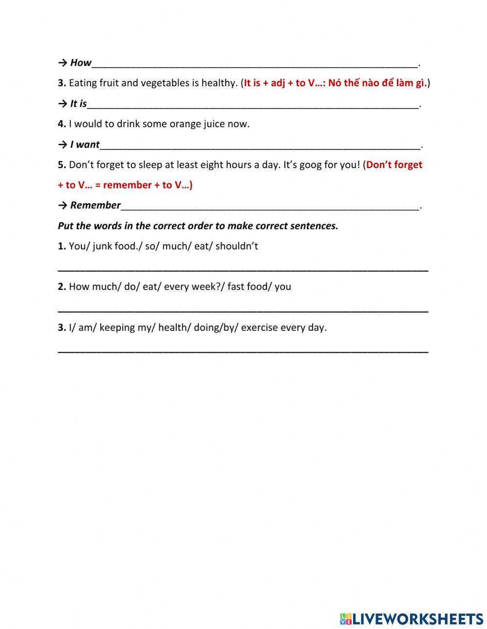 English 7-Unit 2-Healthy living