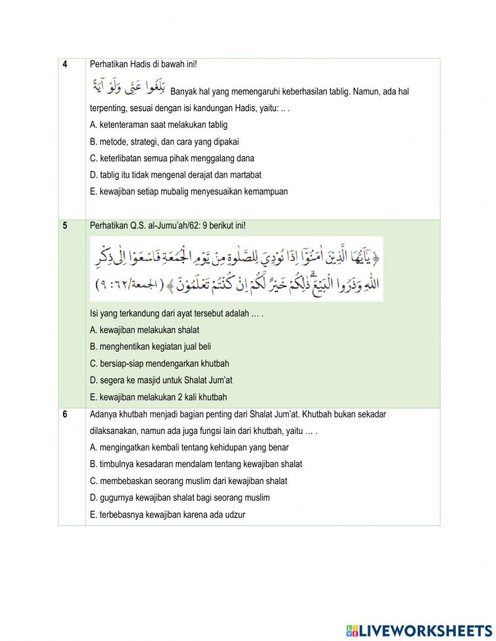 Menganalisis ketentuan pelaksanaan khutbah, tablig dan dakwah